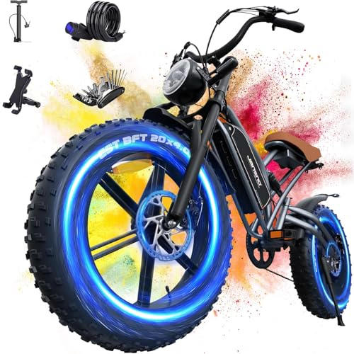 X50 20'' Fat Tyres Electric Bike for Adults, 48V 17Ah Removable Battery & 250W Motor, 7-speed Electric Bicycle with LCD Smart Display NFC Card and Brake Light, CE Off Road Ebike for Adults commuting