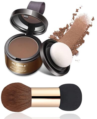 CHSEEO Root Touch Up Hairline Powder Hair Cover up - 3 Brush Heads, Instant Grey Hair Coverage, Women & Men's Portable & Sweatproof Hair Concealer, Multi-purpose for Eye Shadow & Contouring - Brown