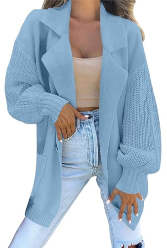 Blazer long en jersey pour femme - Grande taille, bleu, L