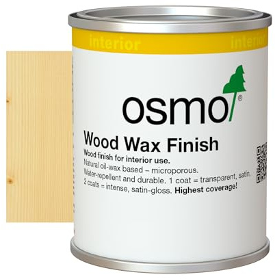 Osmo Wood Wax Finish 3101, Clear Satin Finish, 125ml Tester Size - Durable Furniture Wax for Wooden Furniture, Water-Resistant Floor Wax, Wood Treatments - Ideal for Oak, Pine & More