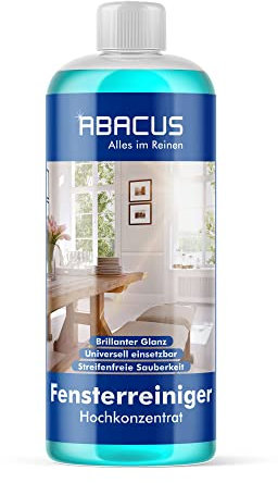 ABACUS® Fensterreiniger Hochkonzentrat 1:1000, Glasreiniger Konzentrat, Scheibenreiniger Konzentrat, Spiegelreiniger, Fensterputzmittel, Fensterwischer – Fensterreiniger Hochkonzentrat 500 ml