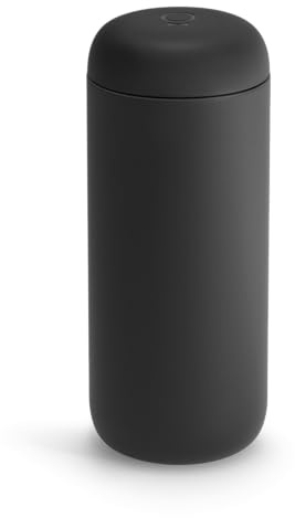 Fellow 16 oz Carter Move Travel Mug - Vacuum-Insulated Stainless Steel Travel Coffee Mug - Coffee Tumbler with Ceramic Interior and Splash Guard - Matte Black