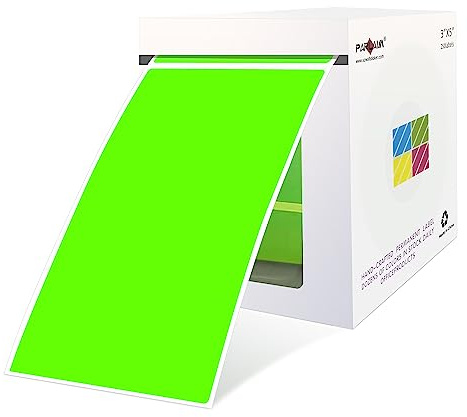 PARLAIM 3 x 5 inch Rectangle Sticker Labels, 250PCS Adhesive Color Coding Stickers for Moving Box Inventory Label, Fluorescent Green