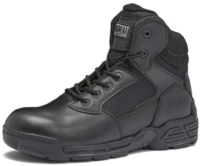 MAGNUM Men's Stealth Force Black Work Boots for Men Waterproof, Security Slip Resistant Lightweight Police Hiking and Tactical Boots Men, 6 Inch Law Enforcement Boots - Black, 15 Medium