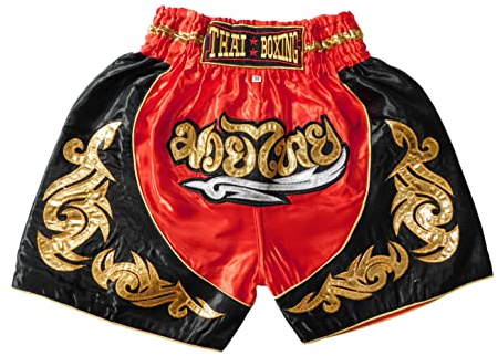 Generico Taglia M Pantaloncini da Boxe Muay Thai per Bambini, Pantaloni Corti MMA Kickboxing per Ragazzi e Ragazze Adolescenti, Allenamento Sportivo Junior, Palestra Fitness.