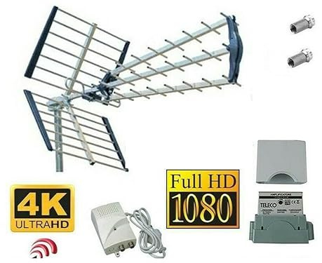 KIT ANTENNA TV DIGITALE TERRESTRE 5G COMPLETA ALIMENTATORE AMPLIFICATORE LTE 4K