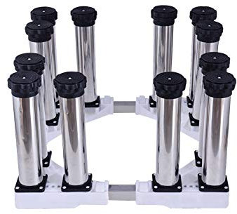Universalsockel Hochregal Waschmaschine Regalsockel Teleskoplänge/Breite 45–68 cm Verhindert Kratzer Dellen Trockner Kühlschrank Gerätesockel Antivibrationsmatte 4/8/12 Beine (8 Beine, 14–17 cm)