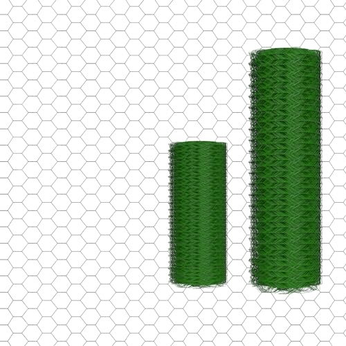 Maschendrahtzaun 25m Sechseckgeflecht grün I Hühnerzaun Kaninchendraht Hasengitter feinmaschig 25 x 25 mm I Sechseckdraht 0,7 mm I 50cm hohe Hasendraht