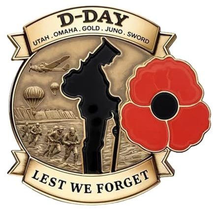 Itkcozcg Bijou tendance, épinglette commémorative du jour du 80e anniversaire de la Seconde Guerre mondiale pour vétérans de débarquement Broche en métal, Référence couleur de l'image #, taille unique