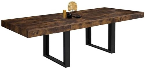 IDMarket - Table à Manger Extensible Rectangle Phoenix 6-12 Personnes Bois Effet Vieilli et Noir 200-300 cm