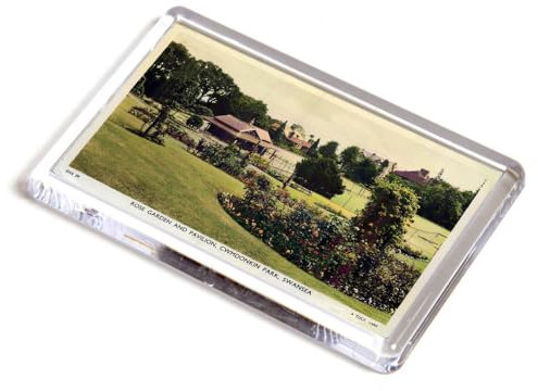FRIDGE MAGNET - Vintage Wales - Rose Garden & Pavilion, Cwmdonkin Park, Swansea (b)