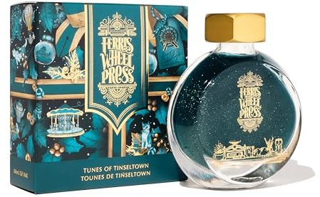 Ferris Wheel Press Fountain Pen Ink, Everyday Ink Collection,Deep Teal with Dual Metallic (Silver and Gold) Shimmer, 38ml