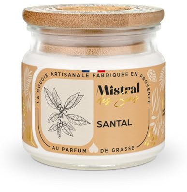 Bougie Parfumée Artisanale Santal 40 heures 150ml | Mistral des Sens