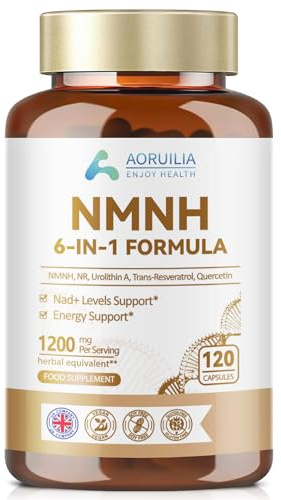 NMNH Supplement 1200mg, 6 in 1 NAD Alternative & Trans-Resveratrol Superior Antioxidant Blend with Max Absorption for NAD+ Booster & Energy Support, 120 Capsules
