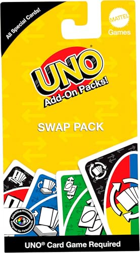 Mattel UNO Add-On Swap Pack für Kinder und Erwachsene, perfekt für Familienspiele, Reisespiel oder Geschenke ab 7 Jahre, JCV59