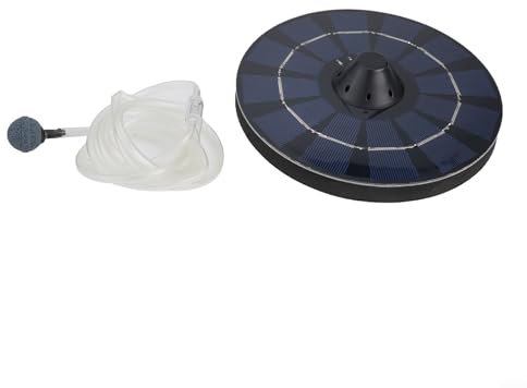 Eawfgtuw Kit de pompe aérateur de bassin à énergie solaire avec tuyau d'air et pierre à bulles pour aquarium, fontaine, système d'oxygénation de l'eau, design flottant