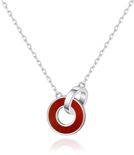 Philip Jones Carnelian Gemstone Circle Link Necklace