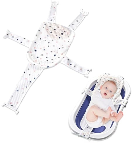 BCHKO Red de Baño Ajustable y Cojín para Bebés, Asiento Antideslizante para Bañera, Almohadilla y Colchoneta para Recién Nacidos