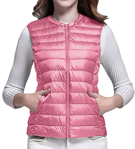 Chanpning Gilet Femme Doudoune Sans Manche Gilet Duvet Col Montant Manteau Zippé Legere Veste Matelassé Avec Poches Doudoune Courte Hiver Chaud Blouson Grande Taille Sans Manche Manteaux Thermique