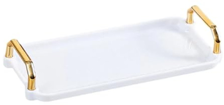 Bandeja rectangular para servir – Organizador de maquillaje blanco, bandeja decorativa para dormitorio y sala de estar, servicio de comida de desayuno en la oficina, decoración versátil del hogar