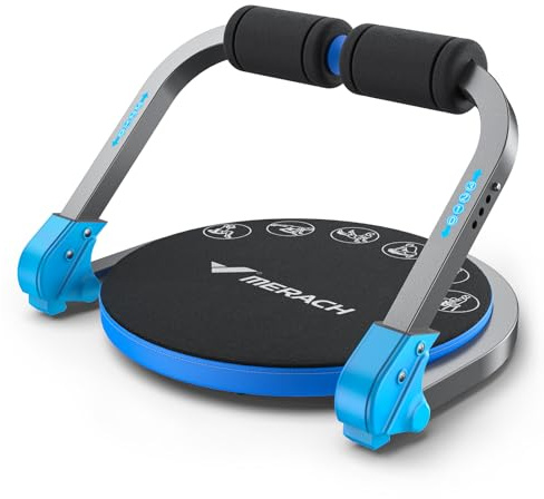 MERACH 8-in-1 Bauchtrainer mit Rückstoßfeder, Core Ab Machine | 3-stufige Widerstandsverstellung, Belastbarkeit bis 150 kg, verdicktes Sitzkissen, faltbarer Bauchmuskeltrainer