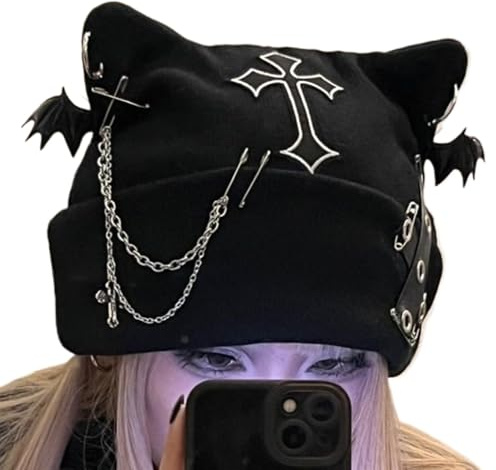 Katt Öronformad Mössa | Virkkedja Design För Streetwear Stil - Varm Gotisk Vinter Mössa - För Kvinnor Flickor Tonåring Jul Utomhus Cosplay Party