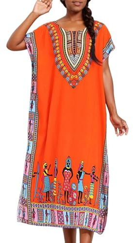 Générique Djellaba Femme Marocaine - Robe Kaftan Imprimée Africaine pour Femmes Élegante Chemise de Nuit Robe de Plage Kimono Kaftan Surdimensionné Cover Ups pour Piscine, Plage, Fête