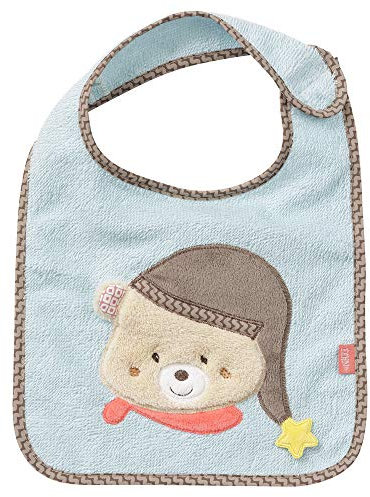 Fehn 060454 Lätzchen Bär – Kuschelweiches Babylätzchen mit Klettverschluss – Sabberlätzchen für Babys und Kleinkinder ab 0+ Monaten mit Tiermotiv – Größe: 32 cm