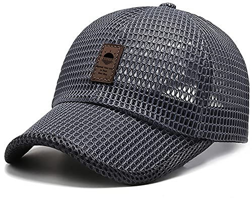 KECOP Mesh Hats for Men,Breathable Full Mesh Caps for Men,Quick Dry Cooling Caps for Women,Lightweight Trucker Sports Hats,Dark Grey