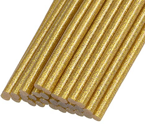Rebower Caldo Colla Stick Mini Adesivo Caldo Sciogliere Colla Pistola Stick, [per Arte, Artigianato, Fai da te, Cartoncino Creazione] - 0,27 x 4/Glitter Dorato/30 Pz