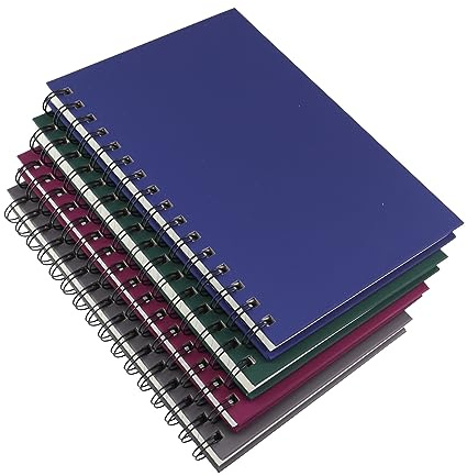 Aacehlh Spiral Notebook Journal,4 Pack A5 Hardcover Spiral Notebooks,5.7 x 8.5,160 Pages,100gsm Paper,College Ruled Journals for Study and Notes (Red, Green,Blue,Grey)