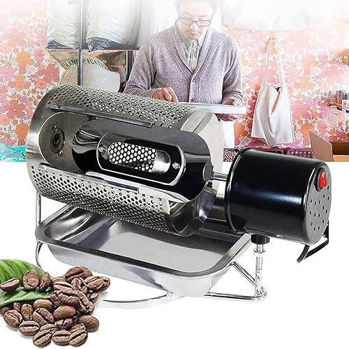 Tostador De Granos De Café, Tostador De Granos De Café Eléctrico, Capacidad: 100-250 G, Con Ventana Visible Y Bandeja De Acero Inoxidable, Calentamiento Uniforme/Duradero, Para Granos, Frijoles,