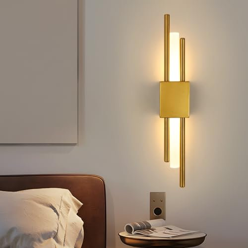 Comely LED Wall Light Indoor, 10W Gold Modern Wall Lamp, Creative Acrylic LED Wall Sconce Lights for Living Room Bedroom Hallway Stair, 3000K Warm White