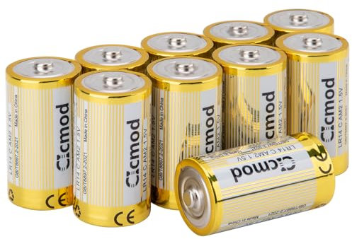 CICMOD Alkaline Batterie C, 10 Stück Longlife Batterien 1.5V Alkalibatterien Auslaufsicher LR14 Batterie für Alltagsgeräte
