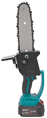 Motosierra con batería, 8 pulgadas sin cable con 2 baterías, motosierra de mano batería para tijeras de podar tijeras de podar corte de madera, mini motosierra con motor sin escobillas, 11,8 x 7,5 x