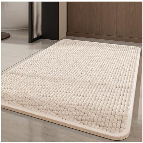 XLDZ Badematte mit Karomuster, Memory-Schaum, rutschfest, super saugfähig, schnell trocknend, Badezimmer-Bodenläufer (Curry, 60 x 90 cm)