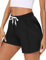 Crewhpo Shorts Damen Baumwolle Kurze Hose Sommer mit Taschen Sportshorts Einfarbige High Waist Sporthose Jogginghose Kurz Locker Trainingshose Laufshorts Elastischer Bund Schwarz S