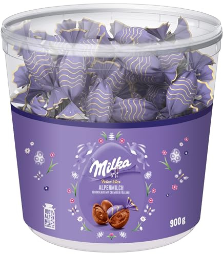 Milka Feine Eier Alpenmilch – Osterschokolade – einzeln verpackte Schoko-Eier in der Großpackung – 900g