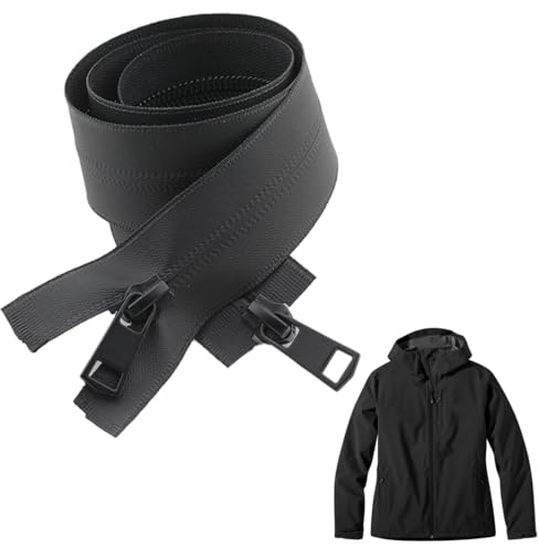 EIROVYA Cerniera Impermeabile da 75 cm, a 2 Vie, Colore: Nero, con Cerniera Impermeabile per Cappotti e Giacche, 1 pezzo