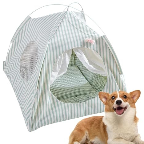 Casa de Tienda de Gato, Tienda de caja para Mascotas | Gato Portátil Semi-cerrado Playpen | Malla de ventana Puppy Camping Cushion Desprendimiento Lavable para