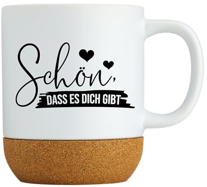 LIEBTASTISCH - “Schön, dass es dich gibt” - Tasse mit Deckel - Geburtstagsgeschenk für Frauen, Freundin, Mama, Kollegen, Partner - als Dankeschön - Geschenkidee