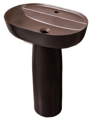 Vintage Lavabo de pedestal cerámica for exteriores, lavabo independiente con grifo y desagüe decorativo