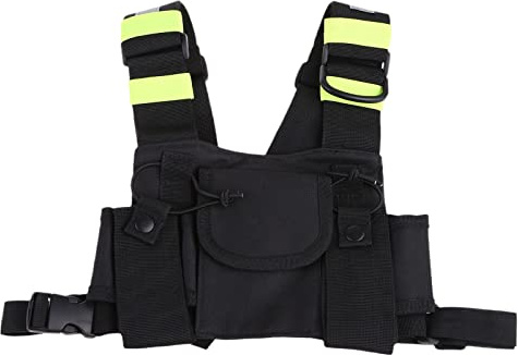 Whoasyst Justerbar bröstficka främre packpåse nylon för tvåvägs radio bröst frontpaket påse väst rigg