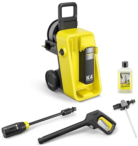 Kärcher pressure washer K 4 Comfort Premium, pressure: max. 130 bar, flow: 420 l/h, area: 30 m²/h, weight: 17 kg, extra flexible high pressure hose, hose reel, 4-in-1 Multi Jet