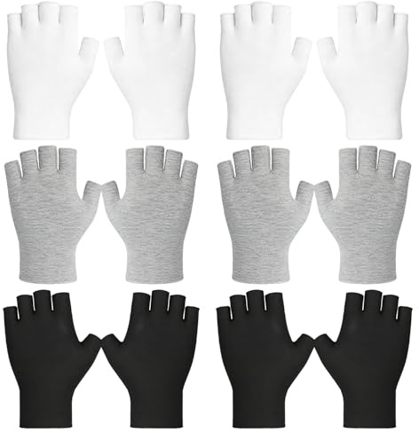 SYEYCW 6 Pares Guantes de Algodon, Guantes Hidratantes sin Dedos, Guantes Finos de Algodón, para Manos Secas, SPA, Protección UV, para Inspección de Joyas, Manipulación de Monedas, Talla Única