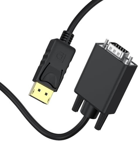 Vancle DisplayPort till VGA-kabel 1,8 m, enkelriktad DP till VGA-omvandlarkabel 1080P@60 Hz, DisplayPort-kontakt till VGA-kontakt adapterkabel för HP Lenovo Dell etc. (1 styck)