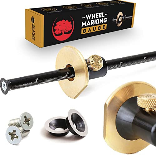 Clarke Brothers Misuratore per marcatura ruote – Kit per marcatura del legno con 2 frese di ricambio – strumenti per marcatura legno con scala graduata in pollici e mm – barra in metallo solido