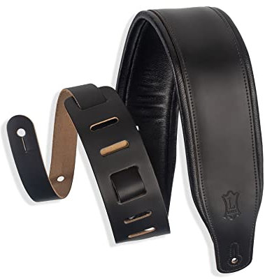 Levy's Leathers Amped Series Ledergurt für Gitarre | Breite 8 cm | Schwarz | (M26PD-BLK)