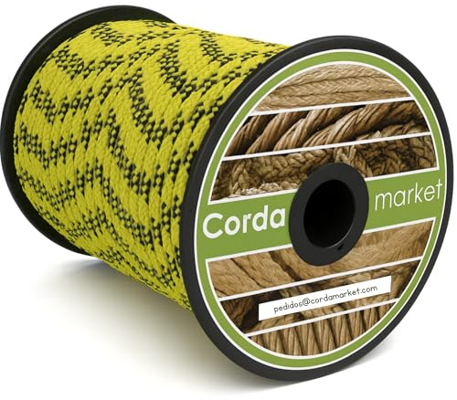 Cordamarket Driza Polyesterseil, robust, robust, für Bootfahren, Camping und Dekoration, Unisex, Erwachsene, Neongelb, 8 mm x 50 m
