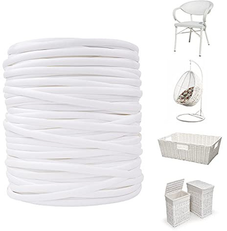Matériau de réparation en osier, matériau de tissage en rotin synthétique plat pour tricot et réparation de chaise, table, panier de rangement, etc. (67 m, blanc)
